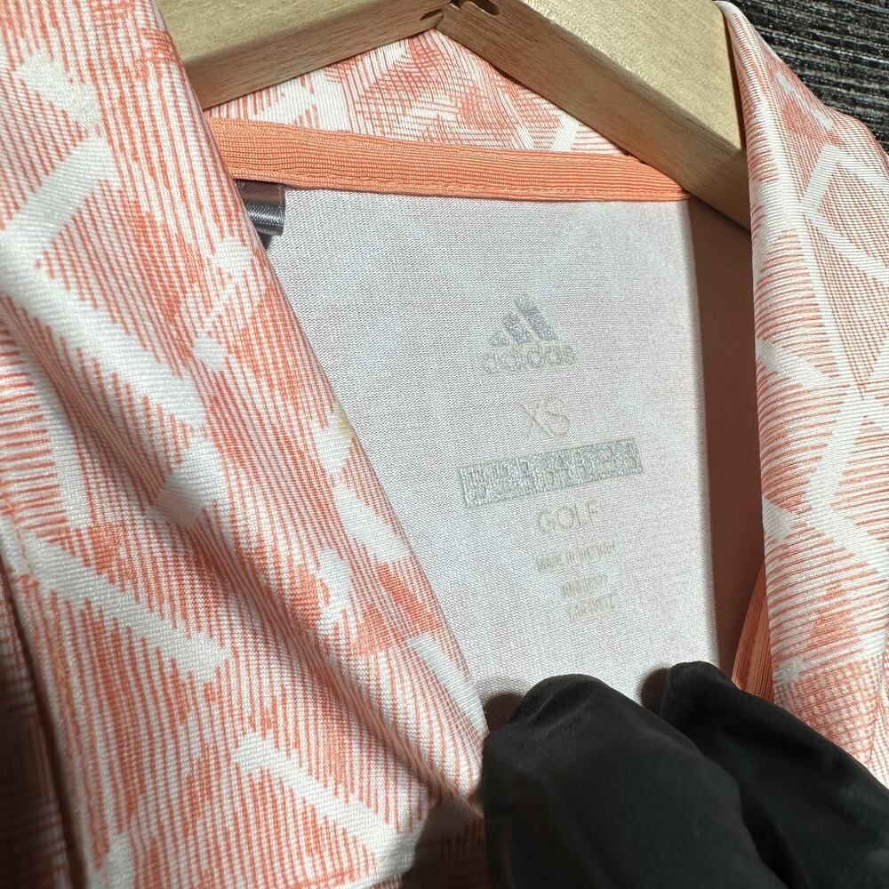 Adidas Golf Polo Shirt Women's XS Orange Geometric Long Sleeve CW0565 - Picture 2 of 13